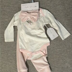Kylie Designs Pink and White Baby Bodysuit Set